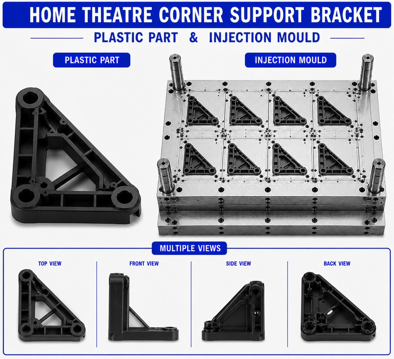 Home Theatre Plastic Corner Support Bracket Mould and Moulding Service